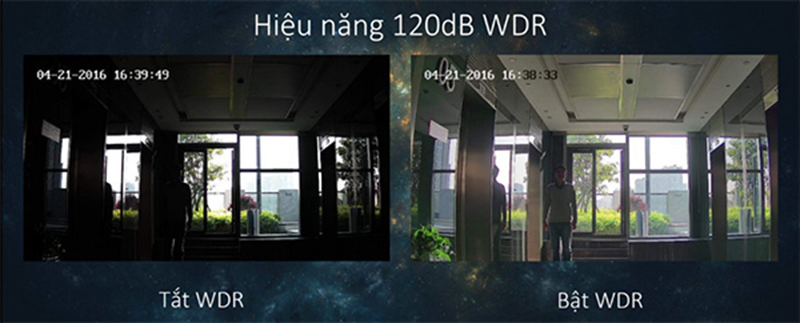 Tính năng chống ngược sáng 120dB WDR giúp đem lại những hình ảnh rõ nét hơn trong những tình huống mà cường độ ánh sáng bên ngoài rất mạnh.