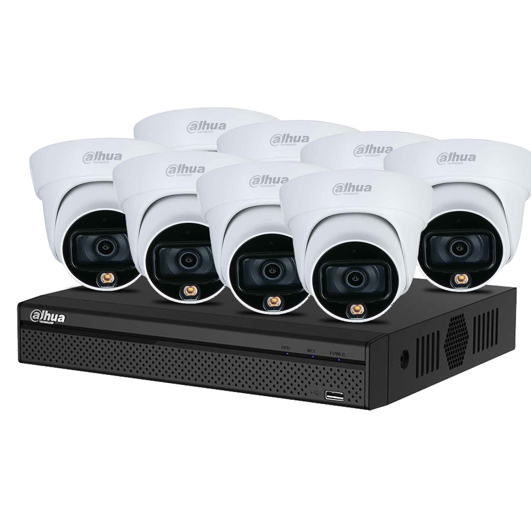 Trọn bộ 5 - 8 Camera Dome Full - Color có Mic DAHUA 2MP + Đầu ghi hình