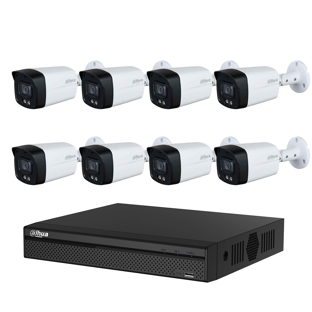 Trọn bộ 1 - 8 Camera Thân Full - Color DAHUA + Đầu ghi hình
