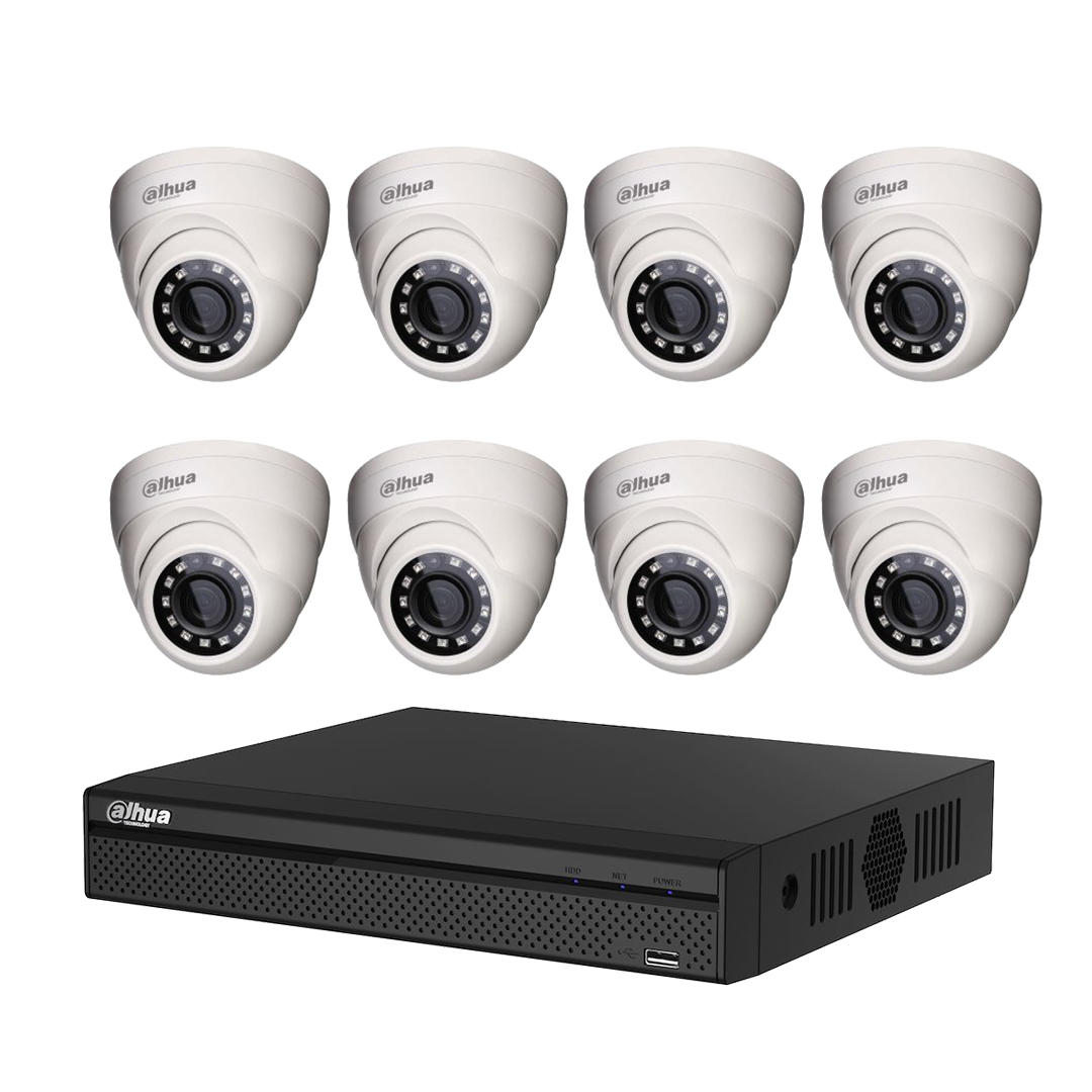 Trọn bộ 1 - 8 Camera dome Dahua 5MP + Đầu ghi hình