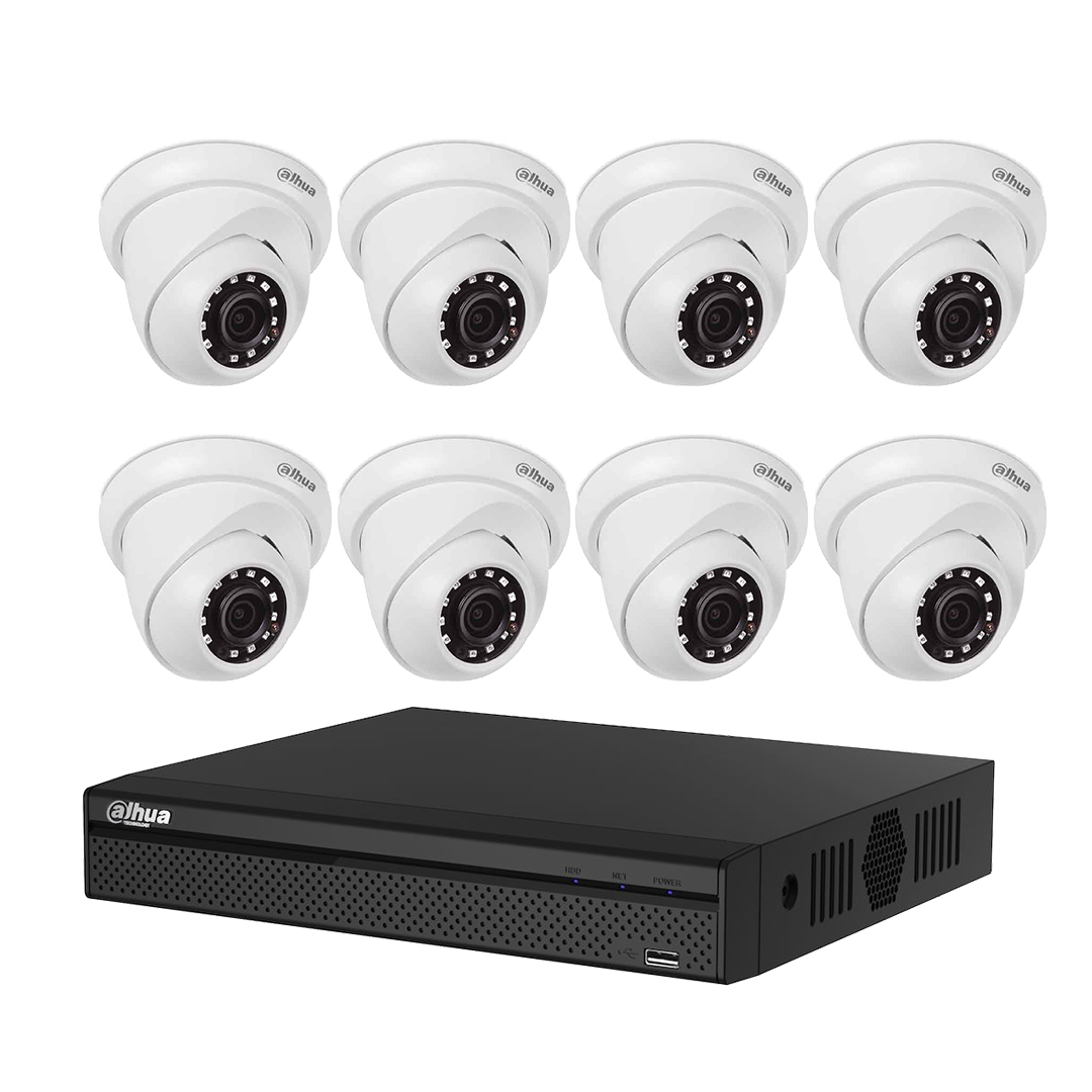 Trọn bộ 1 - 8 Camera cầu Dahua IP 2MP + Đầu ghi hình