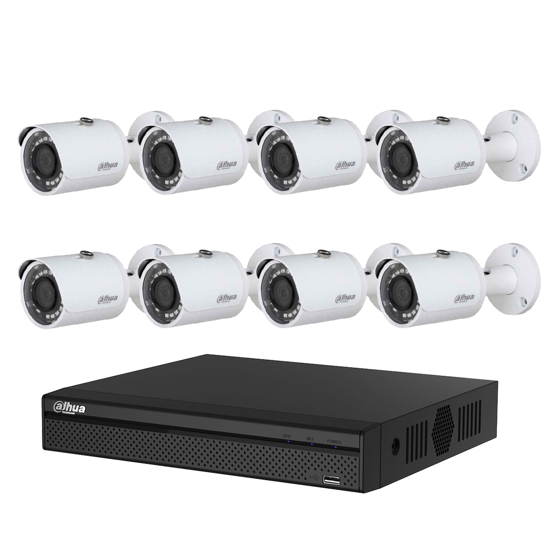 Trọn bộ 1 - 8 Camera thân Dahua IP 2MP + Đầu ghi hình