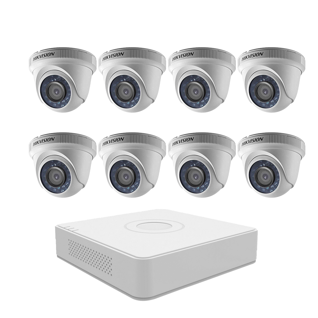 Trọn bộ 1 - 8 Camera HDTVI Hikvision 1 MP + Đầu ghi hình