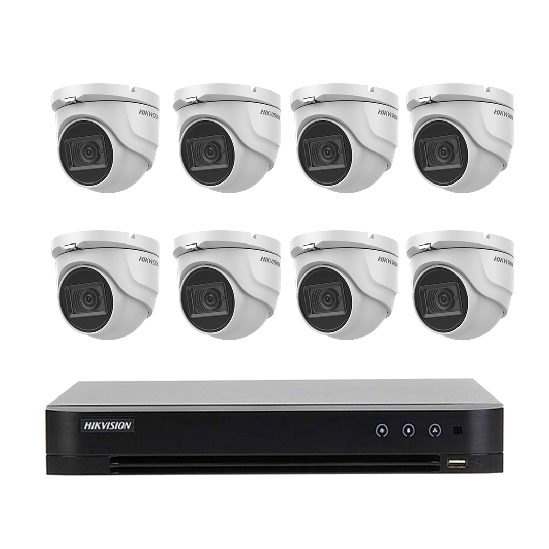 Trọn bộ 1 - 8 Camera  HDTVI Hikvision 5MP (Siêu Nét) + Đầu ghi hình